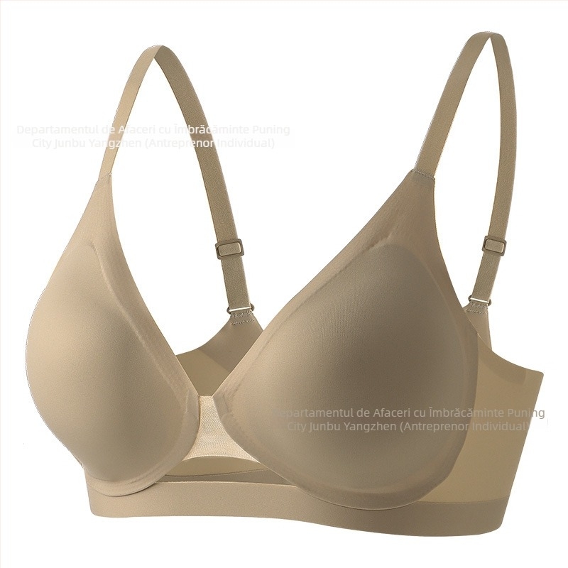 Sutien din plasă fără cusături, cu design ultra-subțire și respirabil, cupe turnate în silicon, fără armătură, închidere la spate cu patru rânduri