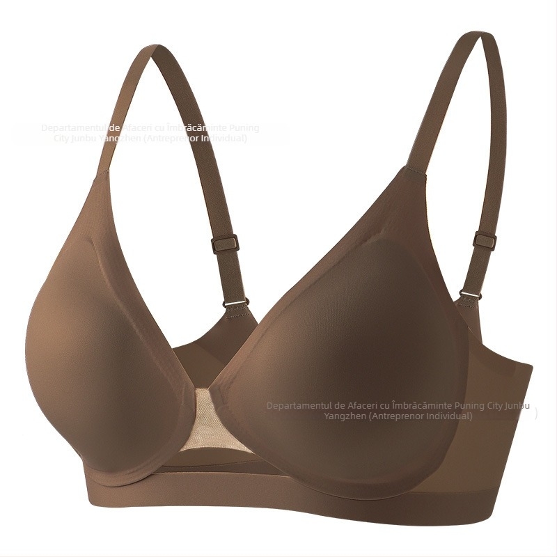Sutien din plasă fără cusături, cu design ultra-subțire și respirabil, cupe turnate în silicon, fără armătură, închidere la spate cu patru rânduri
