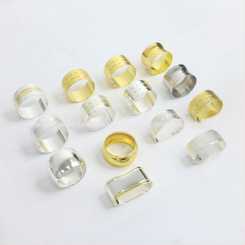 Inel de servetă, floral, cu dublă linie, margine dantelată, cupru electroplacat, stil occidental