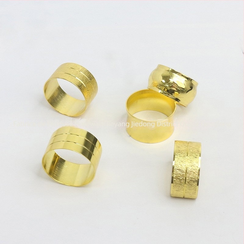 Inel de servetă, floral, cu dublă linie, margine dantelată, cupru electroplacat, stil occidental