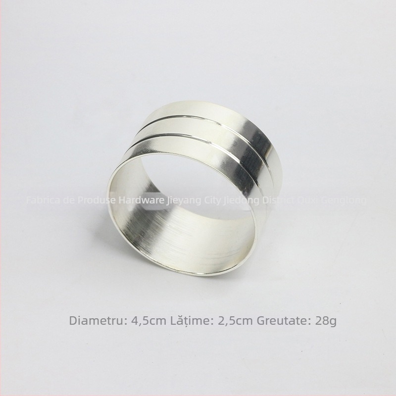 Inel de servetă, floral, cu dublă linie, margine dantelată, cupru electroplacat, stil occidental