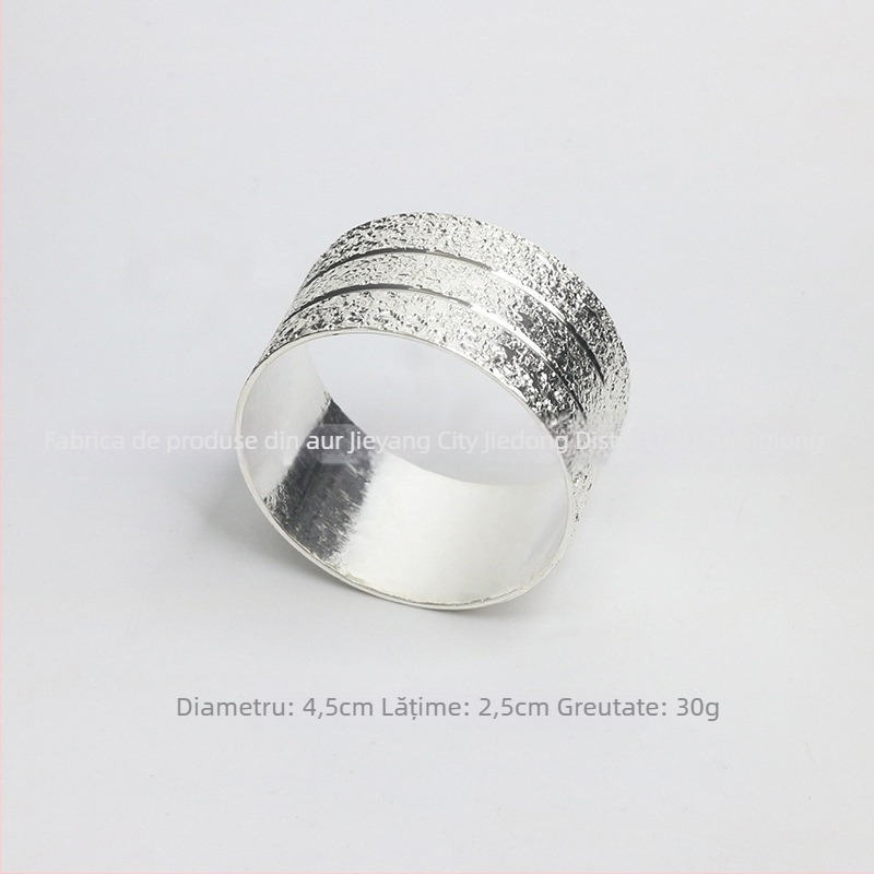 Inel de servetă, floral, cu dublă linie, margine dantelată, cupru electroplacat, stil occidental