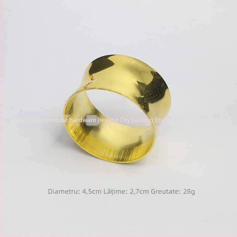 Inel de servetă, floral, cu dublă linie, margine dantelată, cupru electroplacat, stil occidental