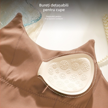 Top bustier fără bretele, cu suport din oase de pește și pernițe integrate pentru sâni, material nylon, cupe modelate subțiri, închidere cu 7 cârlige, modelare a corpului, lansare vară 2025