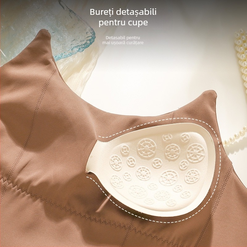 Top bustier fără bretele, cu suport din oase de pește și pernițe integrate pentru sâni, material nylon, cupe modelate subțiri, închidere cu 7 cârlige, modelare a corpului, lansare vară 2025