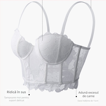 Sutien modelator cu bețe, cupa 3/4, dantelă din nylon, bretele detașabile, închidere laterală (cupe 3/4; dantelă nylon; bretele detașabile; închidere laterală)