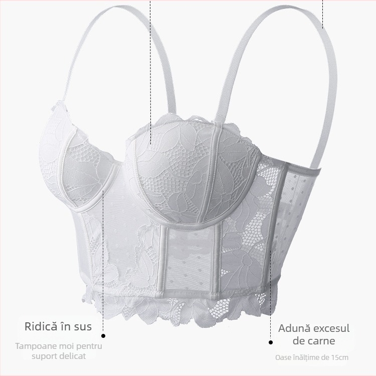 Sutien modelator cu bețe, cupa 3/4, dantelă din nylon, bretele detașabile, închidere laterală (cupe 3/4; dantelă nylon; bretele detașabile; închidere laterală)
