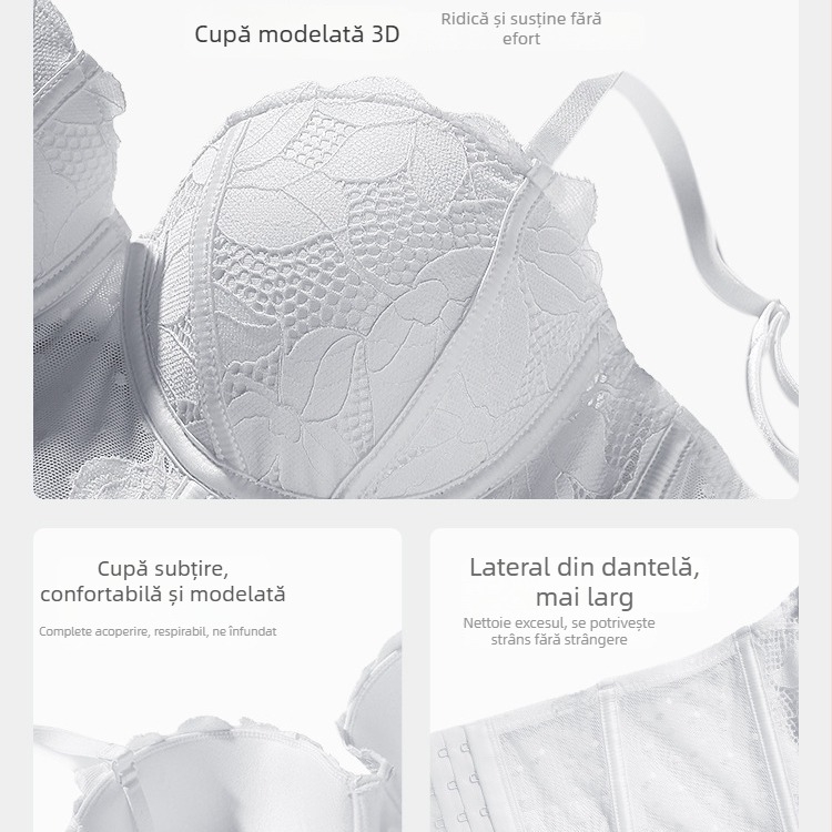 Sutien modelator cu bețe, cupa 3/4, dantelă din nylon, bretele detașabile, închidere laterală (cupe 3/4; dantelă nylon; bretele detașabile; închidere laterală)