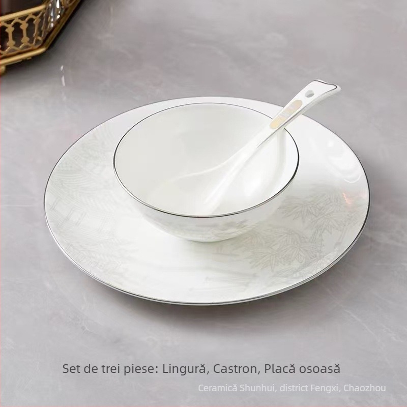 Set de veselă pentru hotel, ceramică, stil nou chinezesc, porțelan cu peste 45% conținut de os, imprimare logo disponibil