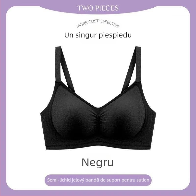 Sutien din nailon, fără cusături, cu susținere moale, cupă completă, cupă turnată subțire din burete, închidere la spate cu patru rânduri de cârlige, bretele fixe duble, respirabil și confortabil