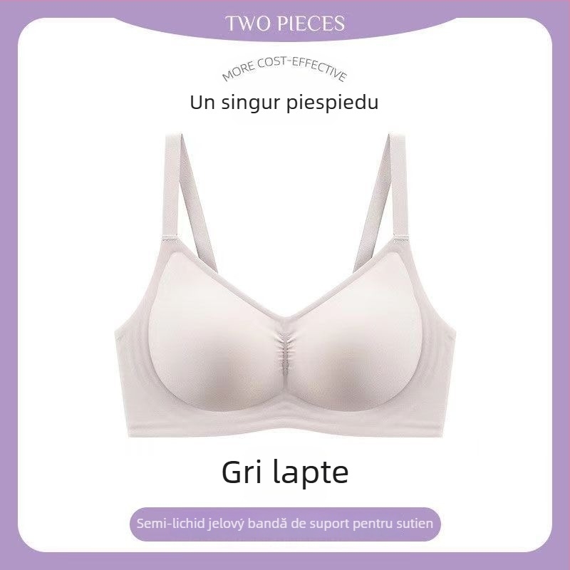 Sutien din nailon, fără cusături, cu susținere moale, cupă completă, cupă turnată subțire din burete, închidere la spate cu patru rânduri de cârlige, bretele fixe duble, respirabil și confortabil