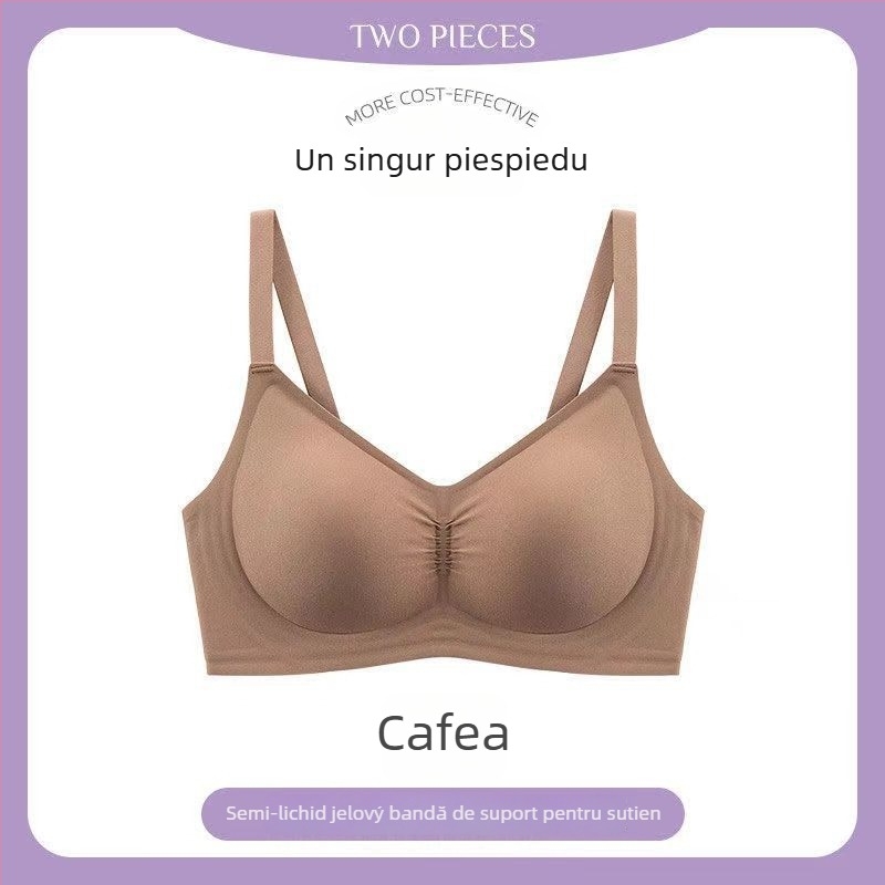 Sutien din nailon, fără cusături, cu susținere moale, cupă completă, cupă turnată subțire din burete, închidere la spate cu patru rânduri de cârlige, bretele fixe duble, respirabil și confortabil