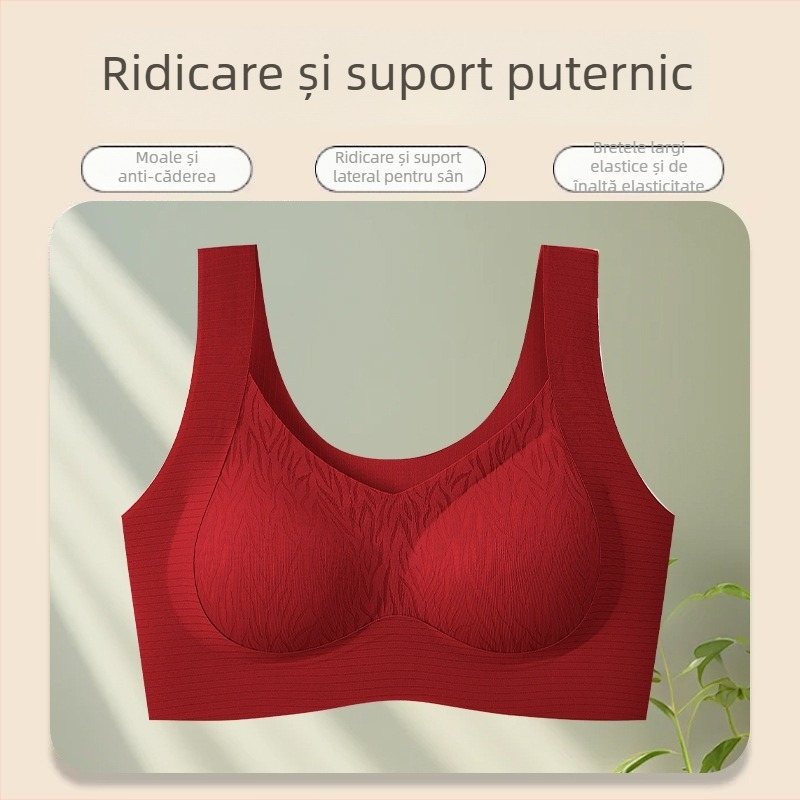 Sutien fără sârmă, bretele late, cupă completă, cupă turnată subțire, căptușire din spandex (Nylon)