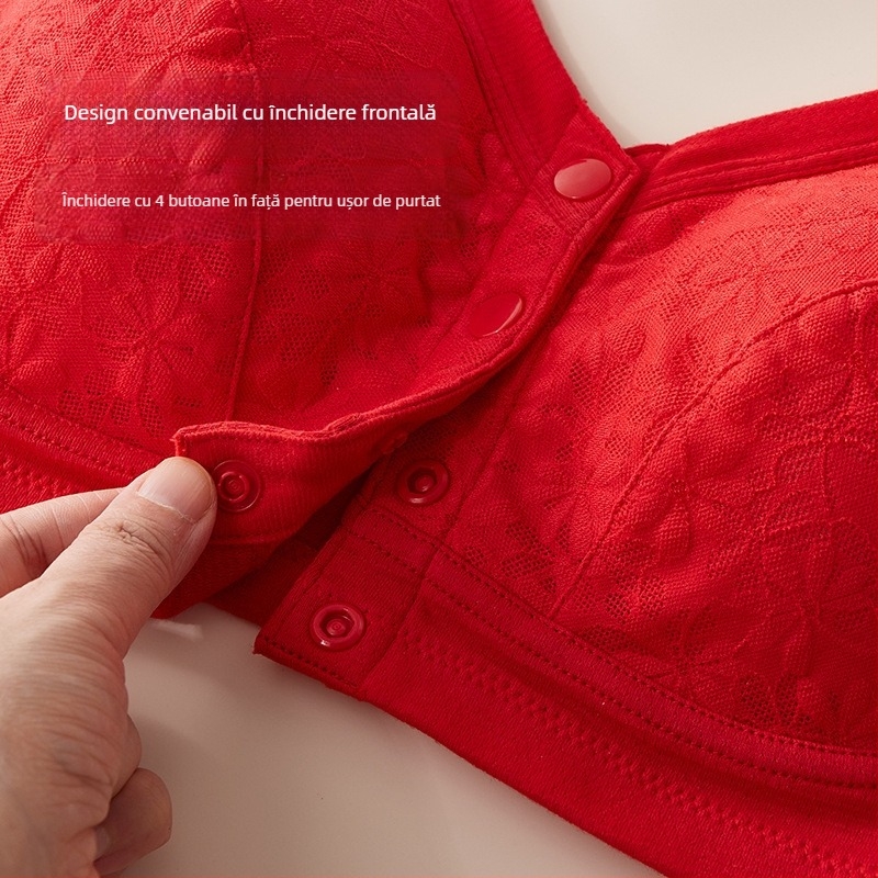  Sutien din bumbac, stil vestă, închidere frontală, cupă completă, cupe modelate subțiri, bretele fixe, respirabil și confortabil