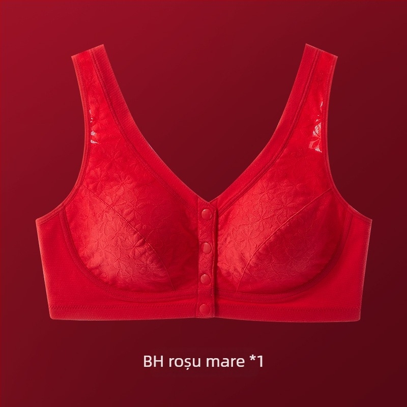  Sutien din bumbac, stil vestă, închidere frontală, cupă completă, cupe modelate subțiri, bretele fixe, respirabil și confortabil