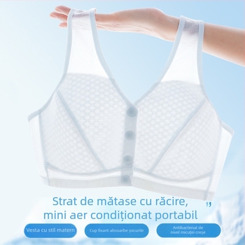 Sutien damă în stil vestă, din nylon respirabil, căptușeală din bumbac, cupă completă, închidere frontală