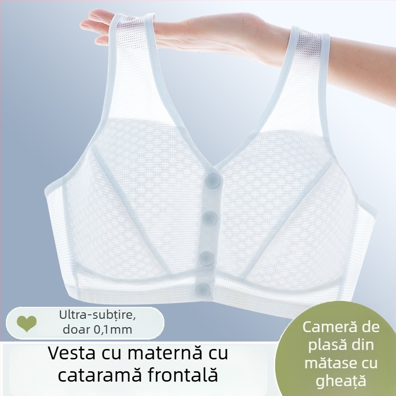 Sutien damă în stil vestă, din nylon respirabil, căptușeală din bumbac, cupă completă, închidere frontală