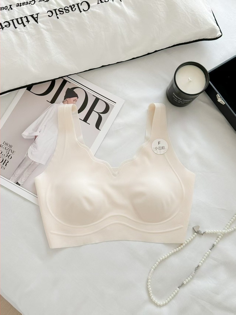 Sutien fără cusături Ice Silk răcoros cu cupă cu formă medie, material principal Spandex, căptușeală Spandex, bretele fixe duble, respirabil și fără urme, push-up