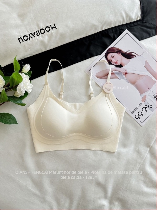 Sutien bustier fără fir, fără arici, 3/4 cup, cupă modelată din bumbac, material principal nylon, căptușeală din spandex, bretele fixe, pentru toate sezoanele