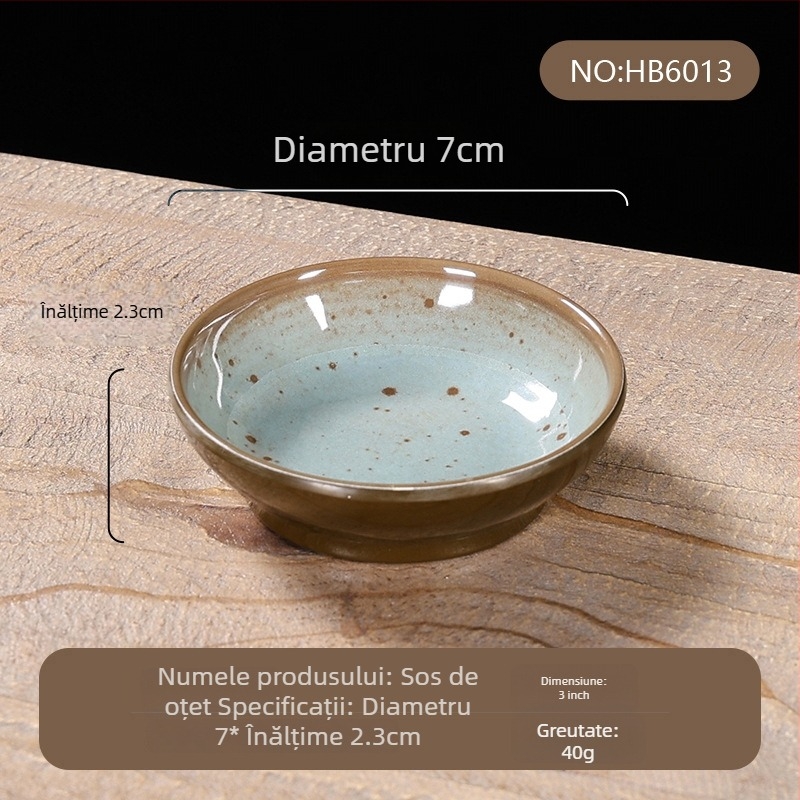 Set de veselă din melamină, patru piese – imitatie de porțelan, model cu glazură punctată, stil modern, Belein, personalizabil