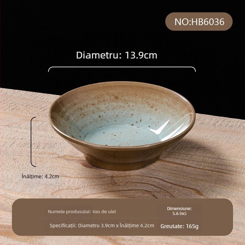 Set de veselă din melamină, patru piese – imitatie de porțelan, model cu glazură punctată, stil modern, Belein, personalizabil