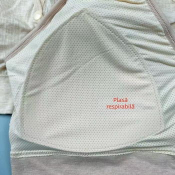 Sutien de alăptare fără cusături, închidere frontală cu cataramă, stil vestă, cupe fixe, material nylon