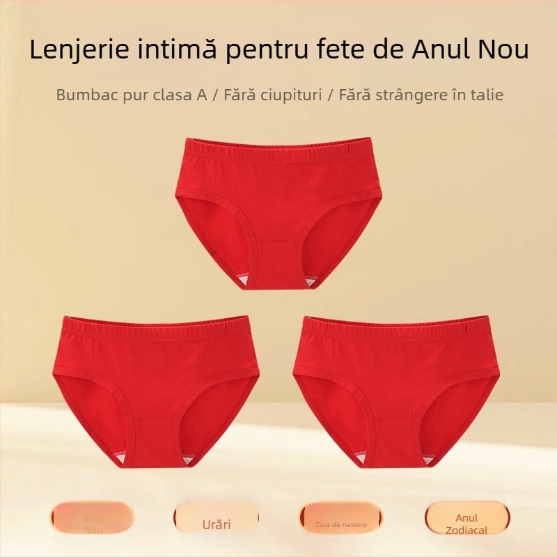 Slipuri roșii din bumbac pentru fetițe mari, 95% bumbac, 5% elastan, Anul Șarpelui