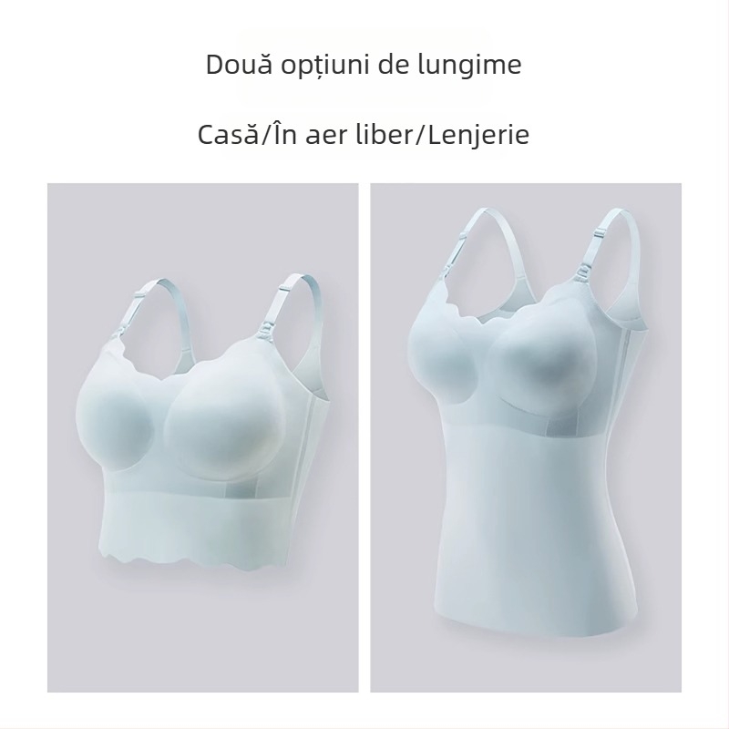 Top de alăptare cu bretele fixe duble, cupe subțiri modelate, fără inel metalic, material nylon, lactație pentru toate etapele