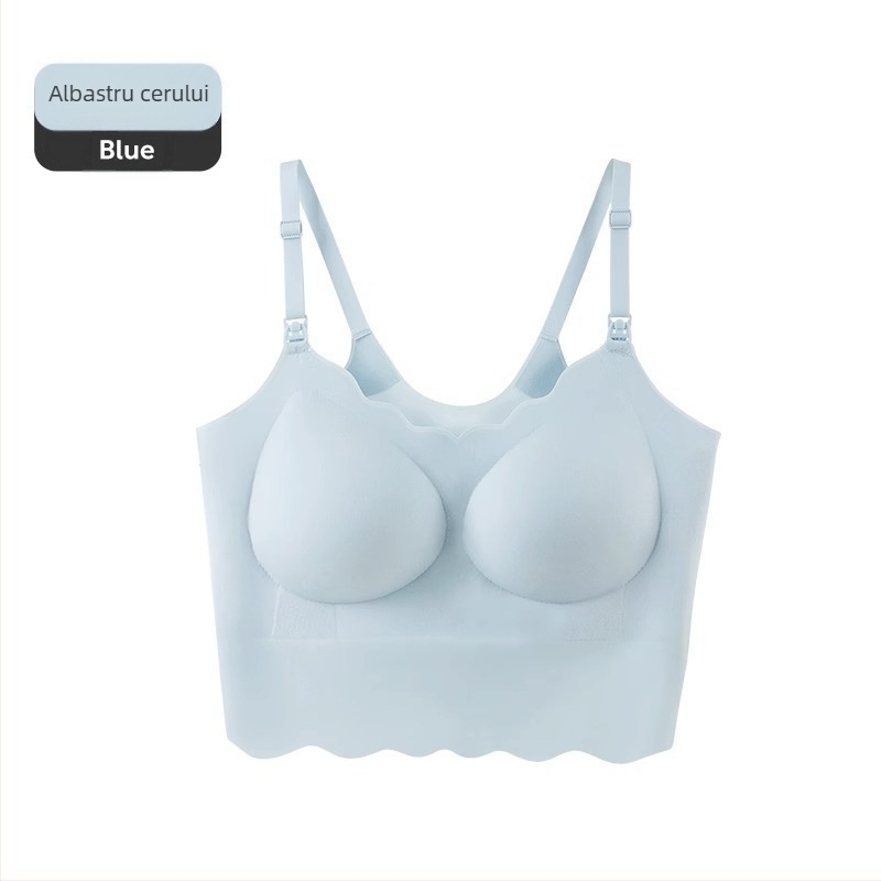 Top de alăptare cu bretele fixe duble, cupe subțiri modelate, fără inel metalic, material nylon, lactație pentru toate etapele