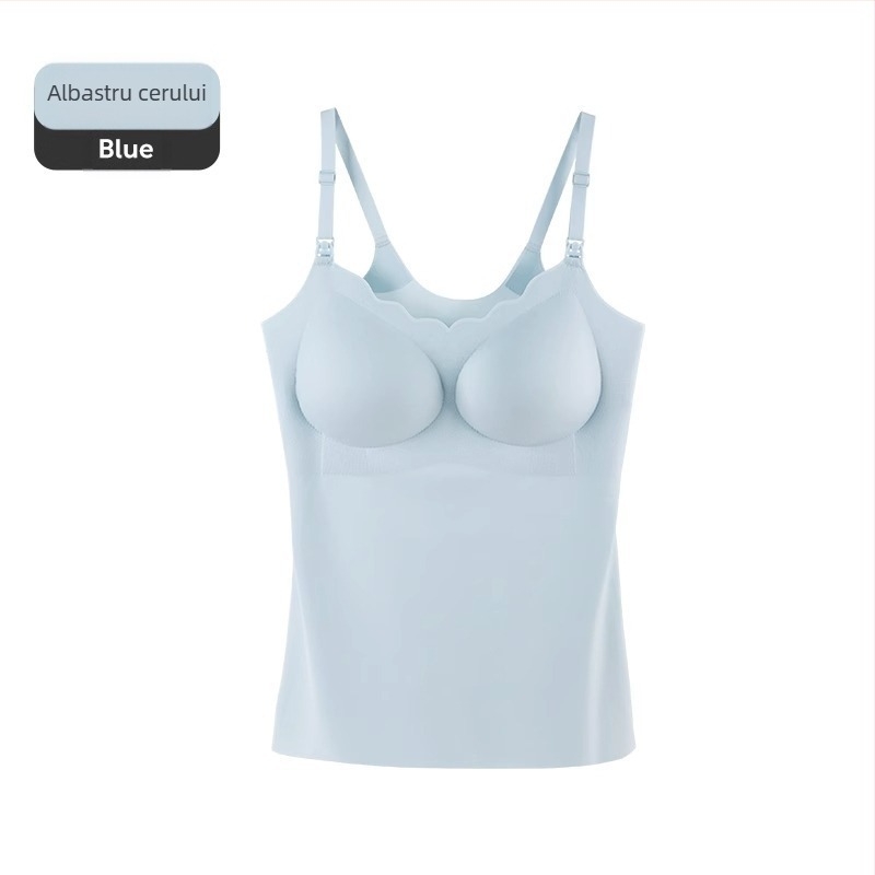 Top de alăptare cu bretele fixe duble, cupe subțiri modelate, fără inel metalic, material nylon, lactație pentru toate etapele