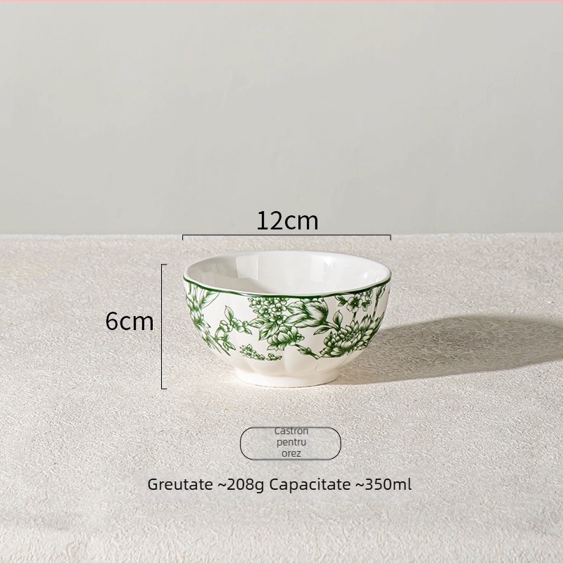 Set de veselă din porțelan, model floral — Seria Rainforest, formă rotundă, stil modern minimalist