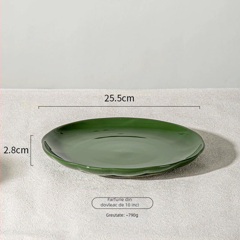 Set de veselă din porțelan, model floral — Seria Rainforest, formă rotundă, stil modern minimalist