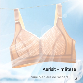 Sutien tip vestă, fără arc, cu închidere frontală, cupă completă, cupe turnate ultra-subțiri, material principal nylon