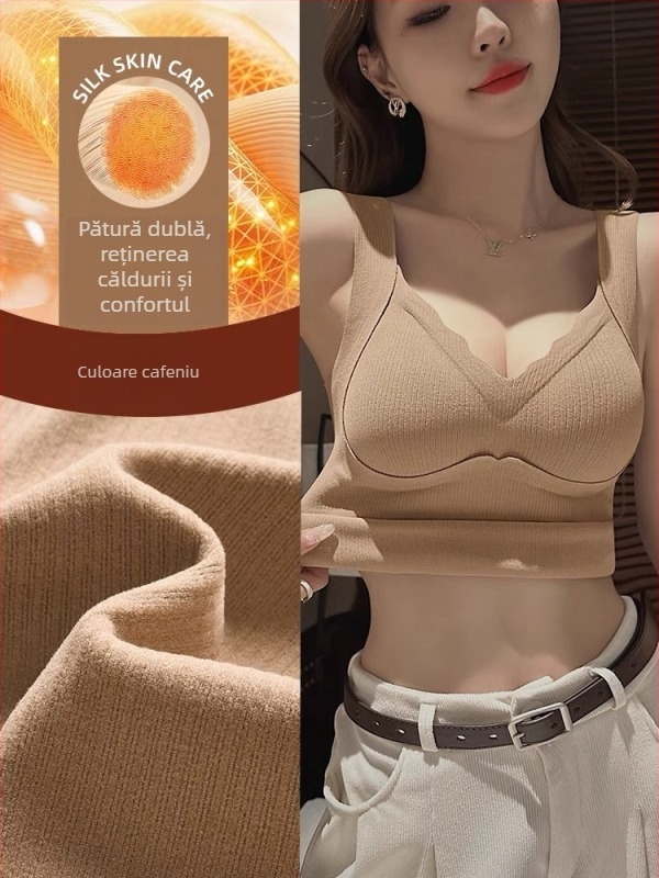Vesta termică cu pernă încorporată pentru bust, top all-in-one de bază, poliester gros, decolteu în V