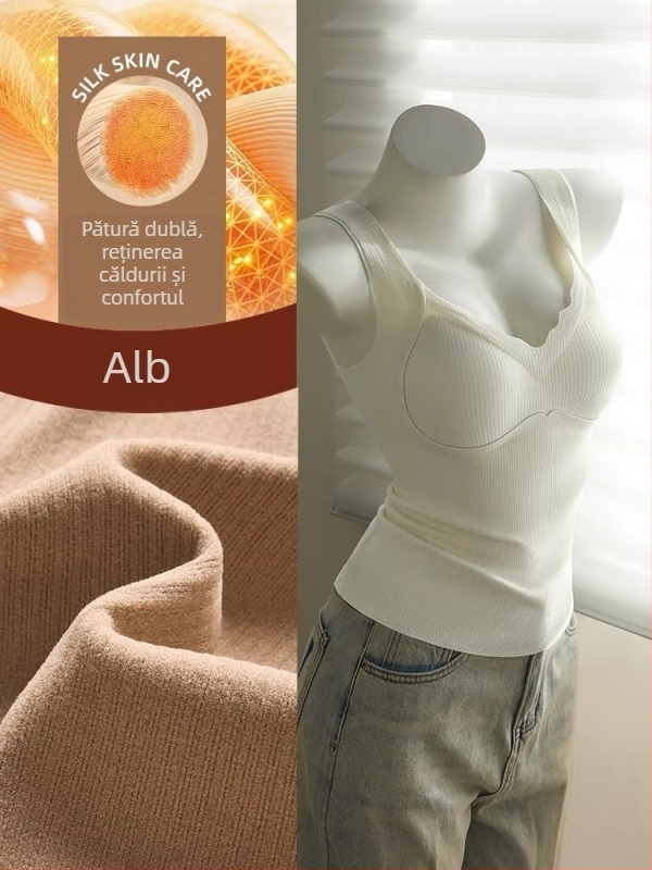 Vesta termică cu pernă încorporată pentru bust, top all-in-one de bază, poliester gros, decolteu în V