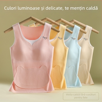 Vesta termică cu pernă pentru sân încorporată, antibacteriană și caldă, material poliester gros, pentru adolescente 13–18 ani