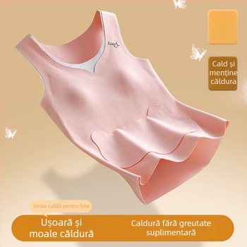 Vesta termică cu pernă pentru sân încorporată, antibacteriană și caldă, material poliester gros, pentru adolescente 13–18 ani
