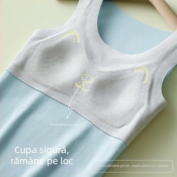 Vesta termică cu pernă pentru sân încorporată, antibacteriană și caldă, material poliester gros, pentru adolescente 13–18 ani