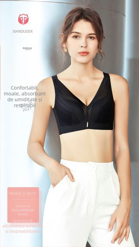 Sutien fără fir, push-up, cupe subțiri 3/4, bretele detașabile, din nylon