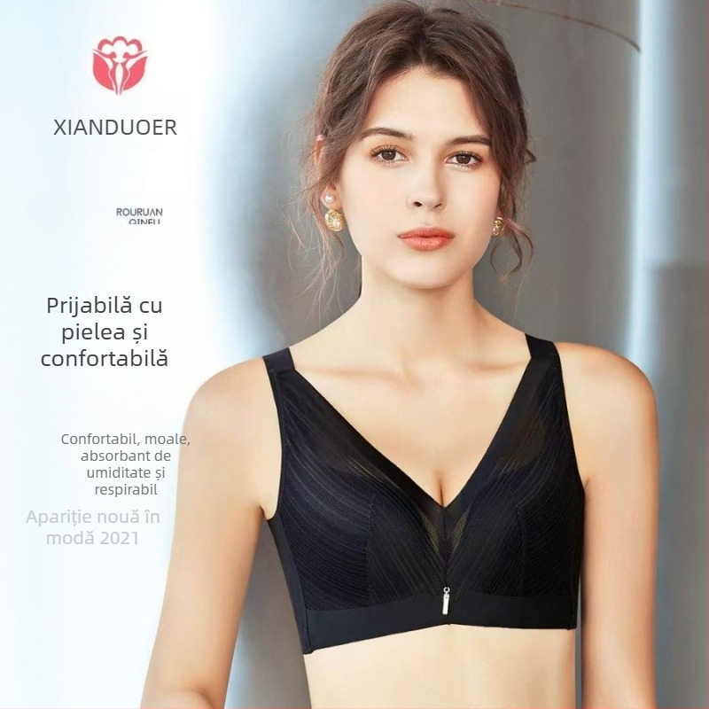 Sutien fără fir, push-up, cupe subțiri 3/4, bretele detașabile, din nylon