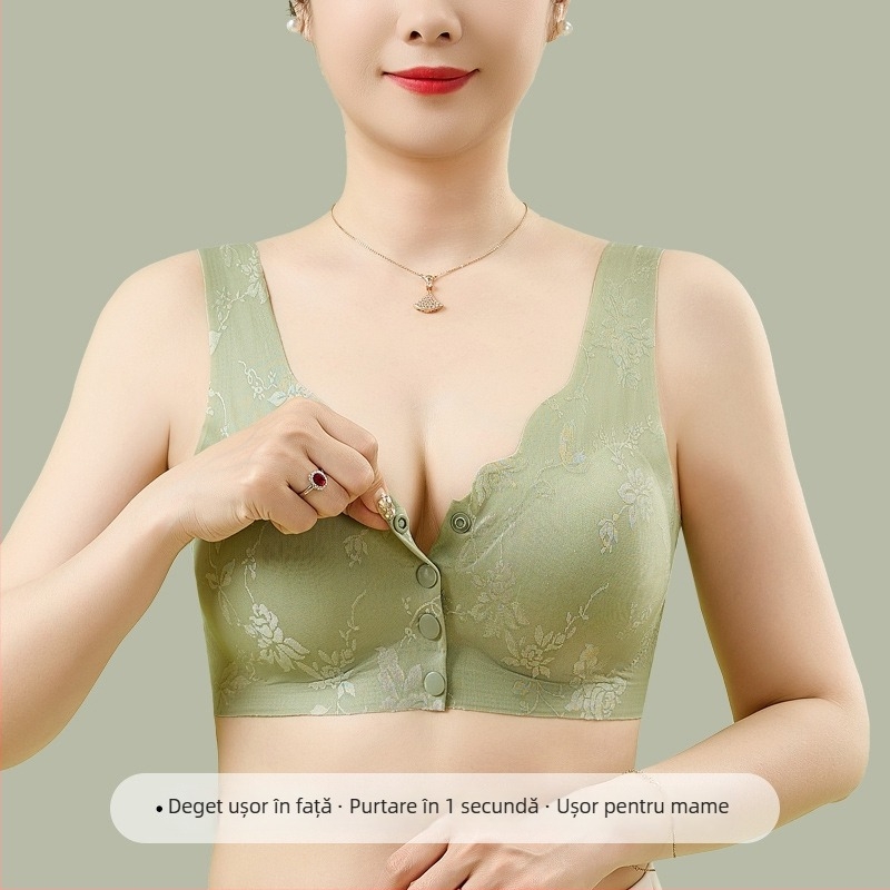 Sutien pentru femei de vârstă mijlocie, stil vestă, fără cusături, cupe preformate subțiri, material nylon cu căptușeală din spandex