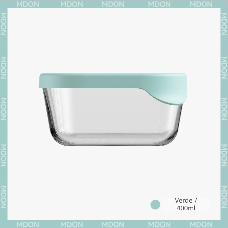 Cutie crisper din sticlă borosilicată, dreptunghiulară, rezistentă la frig și căldură, compatibilă cu microunde, sigilată pentru prospețime, capacitate 1-2 L