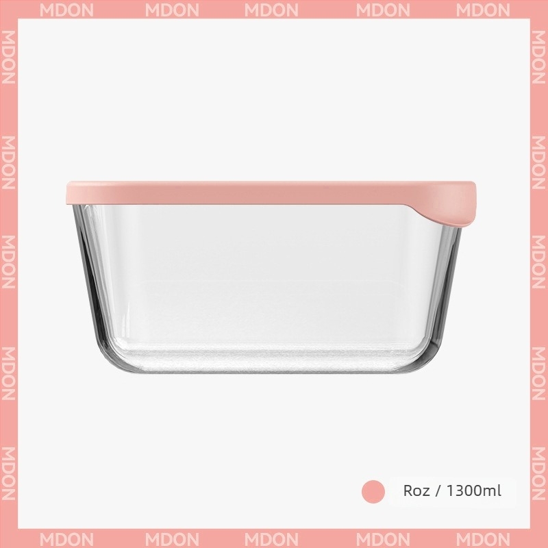 Cutie crisper din sticlă borosilicată, dreptunghiulară, rezistentă la frig și căldură, compatibilă cu microunde, sigilată pentru prospețime, capacitate 1-2 L