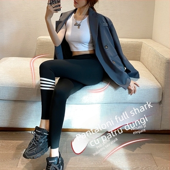 Colanți Sharkskin, lungime scurtă, amestec nylon-spandex, funcție de ridicare a șoldurilor