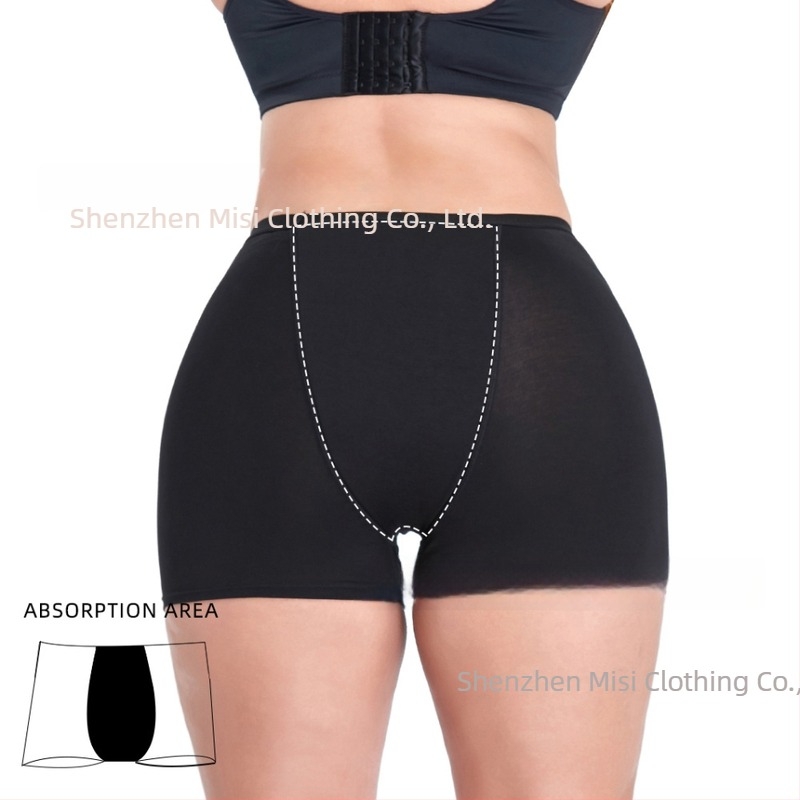 Lenjerie menstruală pentru femei, talie înaltă, 4 straturi, absorbție mare, țesătură din fibre de bambus cu căptușeală din bumbac în zona crăpăturii