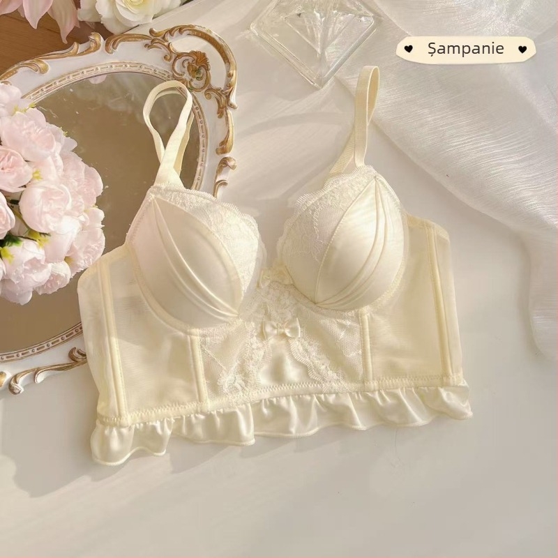 Set de sutien din bumbac, cupe 3/4, push-up, bretele fixe duble, închidere la spate cu patru rânduri de cârlige