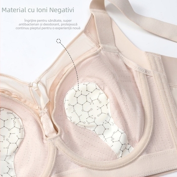 Sutien din satin pentru mărime mare, cu cupă completă, push-up, bretele reglabil și închidere cu cinci rânduri la spate