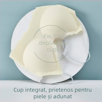 Sutien cu cupă completă, cupă subțire din burete, țesătură ice-silk, bretele fixe, stil vestă