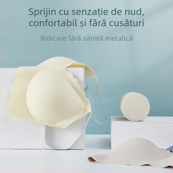 Sutien cu cupă completă, cupă subțire din burete, țesătură ice-silk, bretele fixe, stil vestă