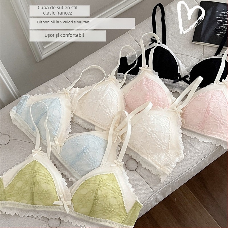 Set de sutiene, cupă 3/4, cupe subțiri, fără sârmă, dantelă respirabilă, push-up